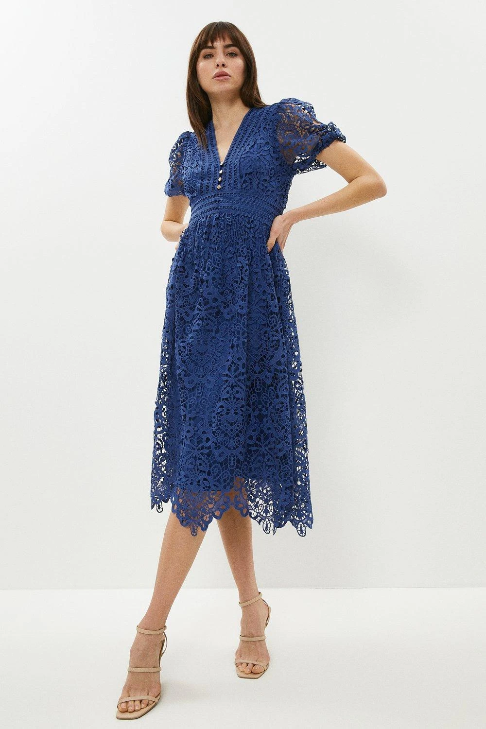 Coast Lace V Neck Midi Dress 2 Coast Lace V Neck Midi Dress - Image 2