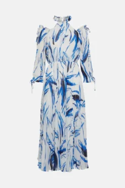 Coast Cold Shoulder Pleated Midaxi Dress 9 Coast Cold Shoulder Pleated Midaxi Dress -Coast Sales Store acc00660 blue xl 4