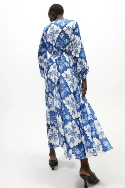 Coast Long Sleeve Shirred Waist Maxi Dress -Coast Sales Store acc01202 blue xl 2