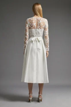 Coast Embroidered Bodice Satin Skirt Dress -Coast Sales Store acc01331 ivory xl 2