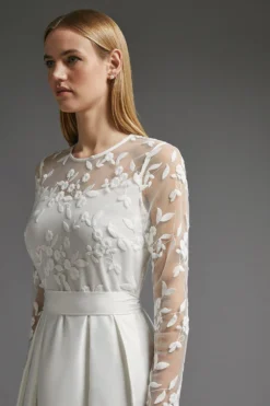 Coast Embroidered Bodice Satin Skirt Dress -Coast Sales Store acc01331 ivory xl 4