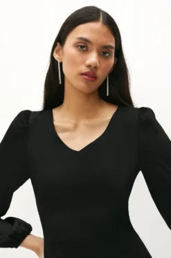 Coast Premium Puff Sleeve Satin Mini Dress -Coast Sales Store acc01416 black xl 1