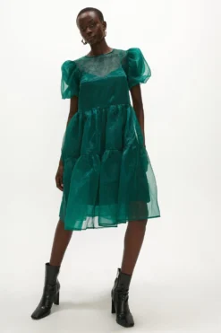 Coast Puff Sleeve Smock Midi Dress