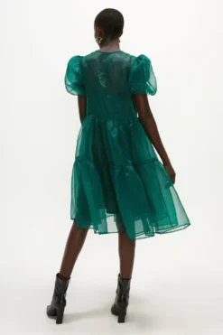 Coast Puff Sleeve Smock Midi Dress -Coast Sales Store acc01508 forest xl 2