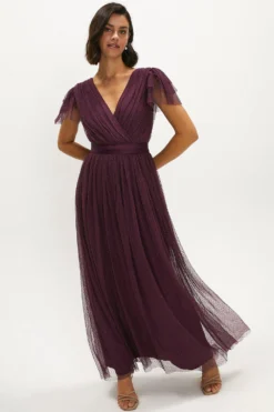 Coast Spot Mesh V Neck Maxi Dress