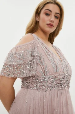 Coast Plus Size Cold Shoulder Embellished Maxi Dress -Coast Sales Store acc01615 blush xl 1