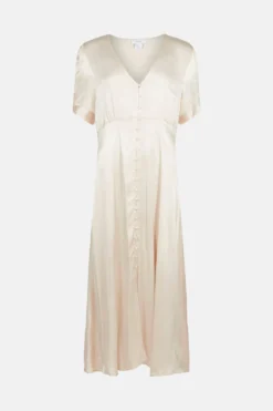 Coast Plus Size Button Up Satin Maxi Dress -Coast Sales Store acc01619 champagne xl 3