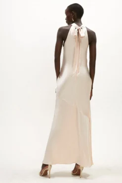 Coast Satin Halter Neck Maxi Dress -Coast Sales Store acc01620 champagne xl 2