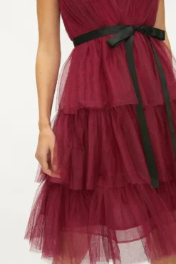 Coast Mesh Tiered Mini Dress -Coast Sales Store acc02173 berry xl 1