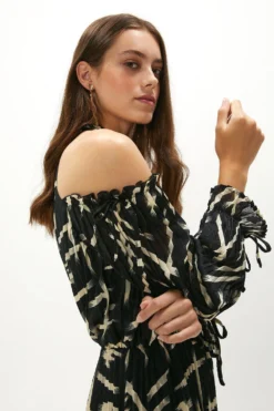 Coast Geo Textured Cold Shoulder Midi Dress -Coast Sales Store acc02195 mono xl 1