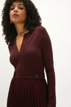 Coast Tab Detail Ponte Top Midi Dress -Coast Sales Store acc02381 aubergine xl 1