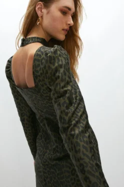 Coast High Neck Long Sleeve Mini Dress -Coast Sales Store acc02465 leopard xl 2