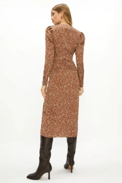 Coast Ruched Button Through Midi Dress -Coast Sales Store acc02497 chocolate xl 2