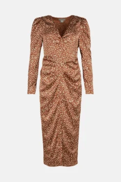 Coast Ruched Button Through Midi Dress -Coast Sales Store acc02497 chocolate xl 3