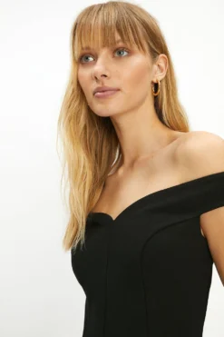 Coast Premium Stretch Crepe Bardot Fitted Midi Dress -Coast Sales Store acc02865 black xl 1
