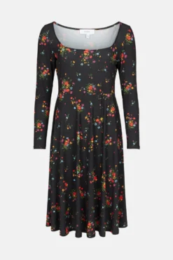 Coast Voop Neck Fit And Flare Printed Jersey Dress -Coast Sales Store acc02946 multi xl 3