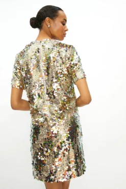 Coast Sequin Short Sleeve Mini Dress -Coast Sales Store acc03056 gold xl 2