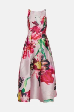 Coast Premium Print Twill Full Skirt Midi Dress -Coast Sales Store acc03168 floral xl 3