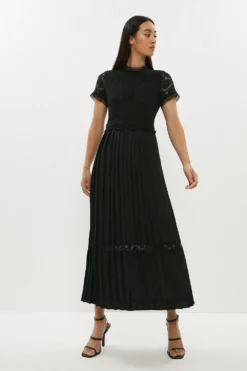 Coast Lace Bodice Pleat Skirt Maxi Dress