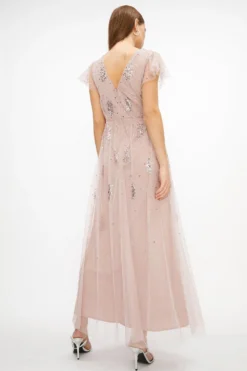 Coast Embellished Body Frill Sleeve Dress -Coast Sales Store acc03507 blush xl 2