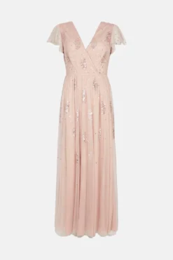 Coast Embellished Body Frill Sleeve Dress -Coast Sales Store acc03507 blush xl 3