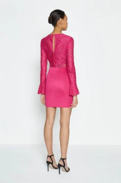 Coast Long Sleeve Lace Short Shift Dress -Coast Sales Store acc98467 cerise xl 2