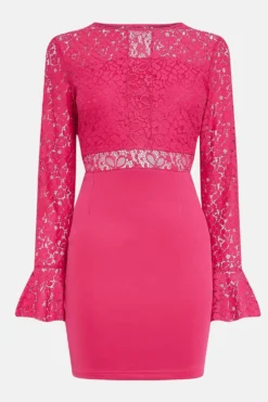 Coast Long Sleeve Lace Short Shift Dress -Coast Sales Store acc98467 cerise xl 3