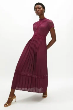 Coast Lace Bodice Pleat Skirt Maxi Dress