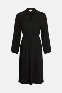 Coast Tie Neck Pleat Shirt Dress -Coast Sales Store acc99478 black xl 3