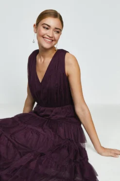 Coast Tulle Tiered Maxi Dress -Coast Sales Store acc99608 berry xl 1