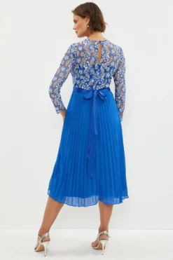 Coast Embroidered Long Sleeve Midi Dress -Coast Sales Store bcc00067 blue xl 2