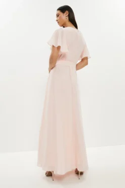 Coast Plus Size Angel Sleeve Split Front Tie Waist Maxi Dress -Coast Sales Store bcc00145 blush xl 2