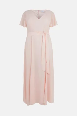 Coast Plus Size Angel Sleeve Split Front Tie Waist Maxi Dress -Coast Sales Store bcc00145 blush xl 3