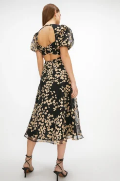 Coast Puff Sleeve Button Back Dress -Coast Sales Store bcc00237 multi xl 2