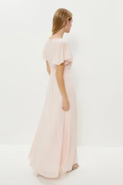 Coast Angel Sleeve Split Front Tie Waist Maxi Dress -Coast Sales Store bcc00269 blush xl 2