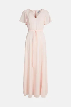 Coast Angel Sleeve Split Front Tie Waist Maxi Dress -Coast Sales Store bcc00269 blush xl 3