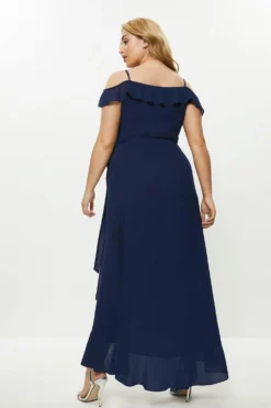 Coast Plus Size Cold Shoulder Wrap Front Dress -Coast Sales Store bcc00271 navy xl 2