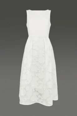 Coast High Low Clipped Jacquard Dress -Coast Sales Store bcc00309 ivory xl 3