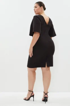 Coast Plus Size Flare Sleeve Ruche Waist Midi Dress -Coast Sales Store bcc00373 black xl 2