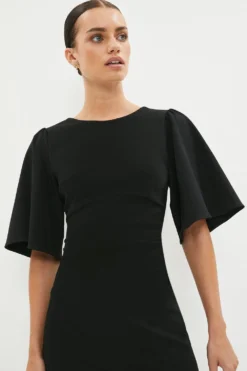 Coast Petite Flare Sleeve Ruche Midi Dress -Coast Sales Store bcc00391 black xl 1