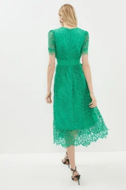Coast Lace V Neck Full Skirt Midi Dress -Coast Sales Store bcc00426 green xl 2