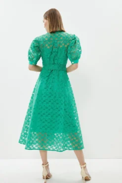 Coast Petite Organza Puff Sleeve Tie Waist Midi Dress -Coast Sales Store bcc00475 bright20green xl 2