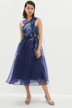 Coast Petite Wrap Front Full Skirt Organza Dress