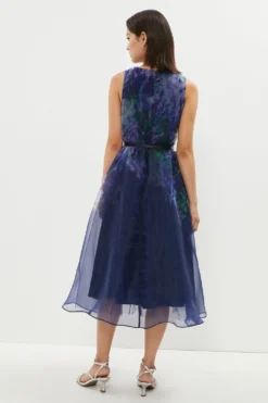 Coast Petite Wrap Front Full Skirt Organza Dress -Coast Sales Store bcc00476 navy xl 2