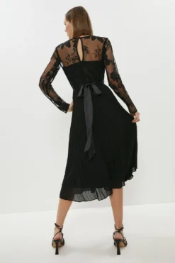 Coast Petite Embroidered Pleated Skirt Midi Dress -Coast Sales Store bcc00477 black xl 2