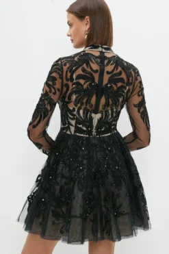 Coast Premium Long Sleeve Embellished Mini Dress -Coast Sales Store bcc00496 black xl 2