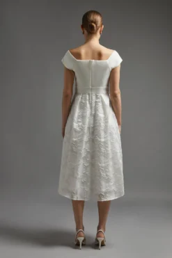 Coast Bardot Neck Embroidered Midi Dress -Coast Sales Store bcc00511 ivory xl 2 scaled