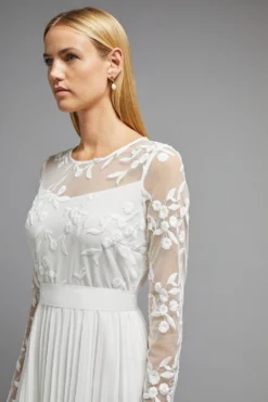 Coast Embroidered Long Sleeve Maxi Dress -Coast Sales Store bcc00543 ivory xl 4