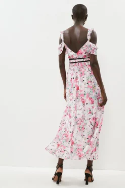 Coast Trim Insert Printed Cami Midi Dress -Coast Sales Store bcc00629 hot20pink xl 2