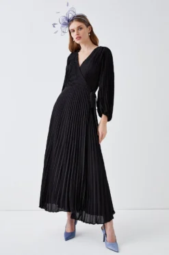 Coast Premium Pleated Maxi Wrap Dress